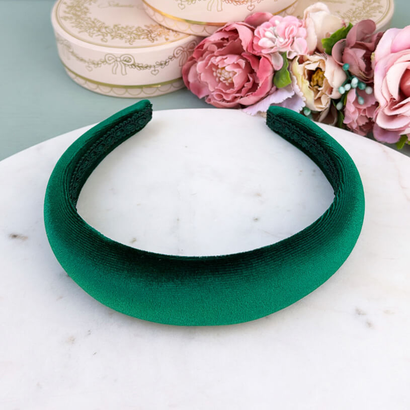 Glatter Samt-Haarreif in Dunkelgrün