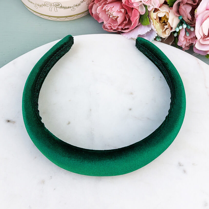 Glatter Samt-Haarreif in Dunkelgrün