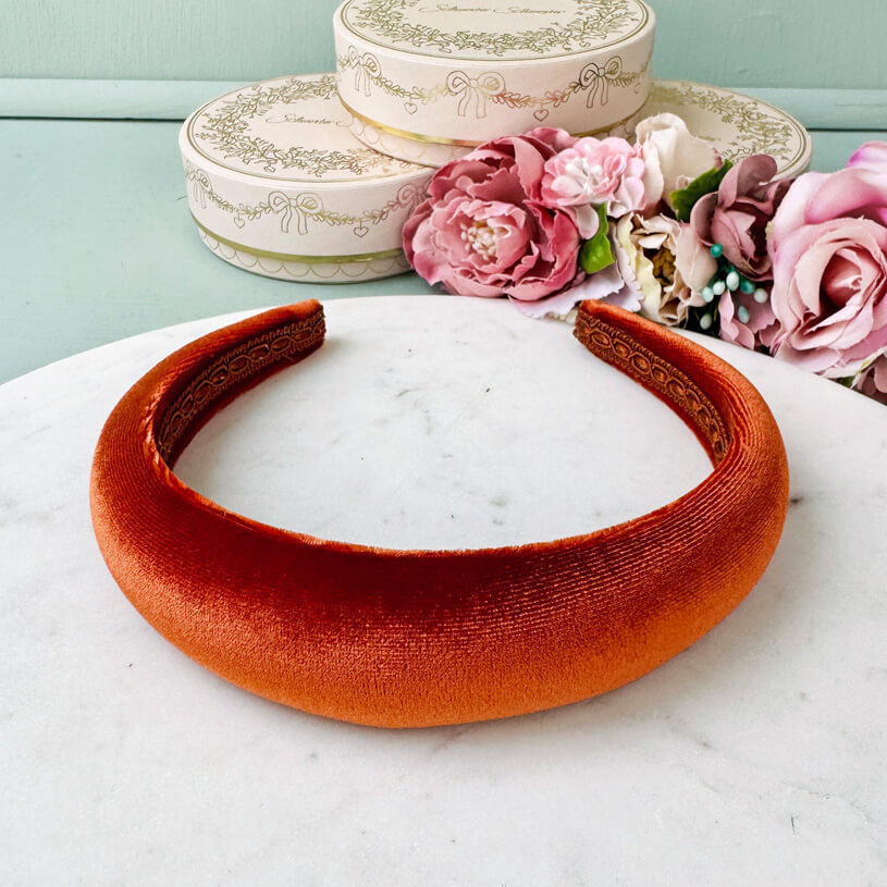 Glatter Samt-Haarreif in Orange