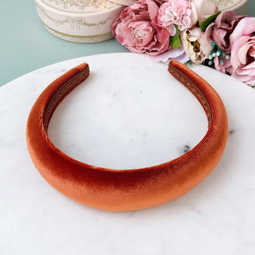 Glatter Samt-Haarreif in Orange