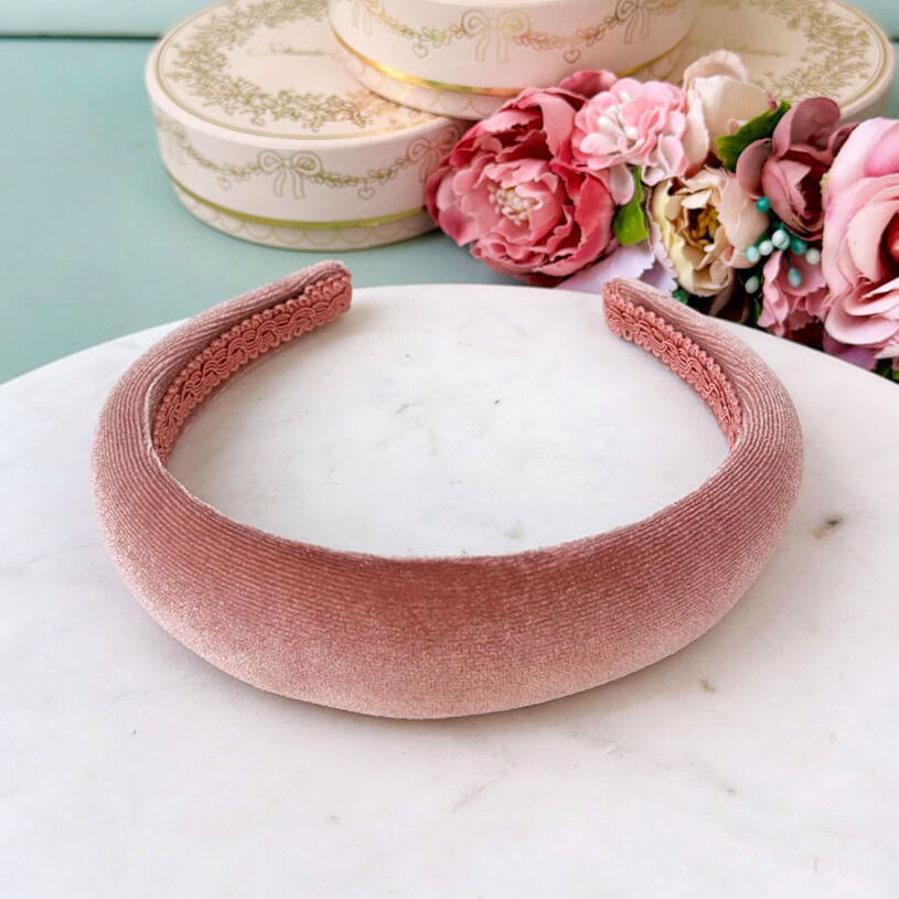 Glatter Samt-Haarreif in Puderrosa