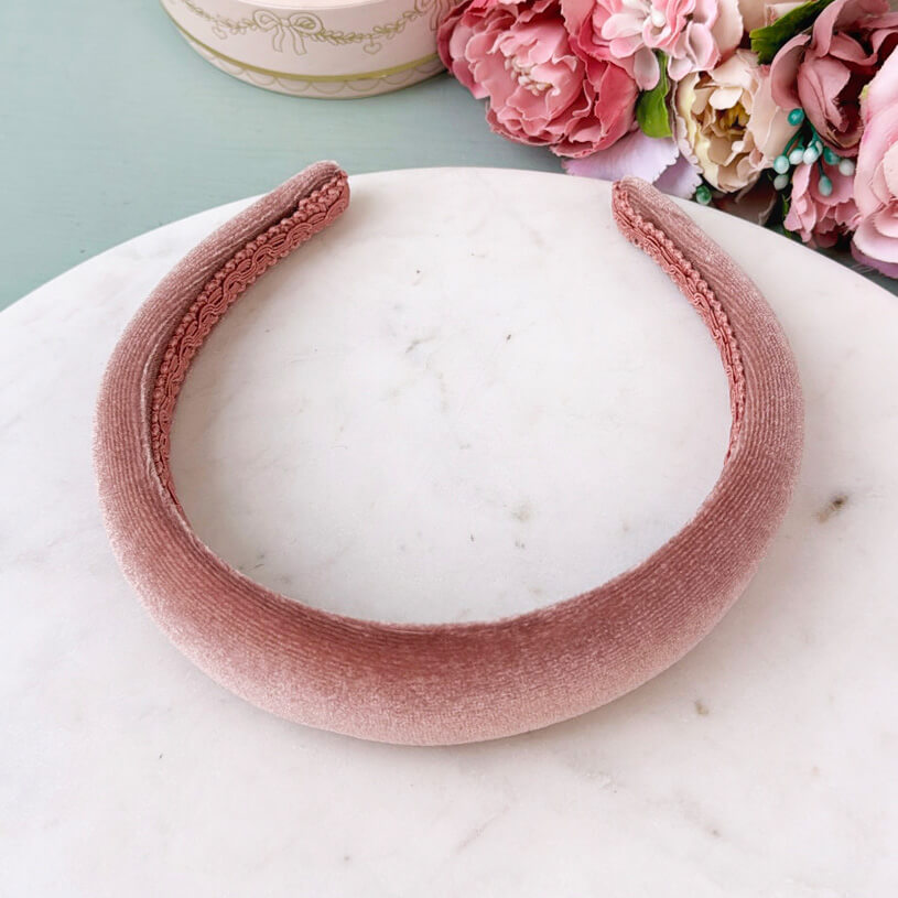 Glatter Samt-Haarreif in Puderrosa