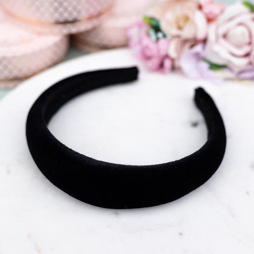 Glatter Samt-Haarreif in Schwarz