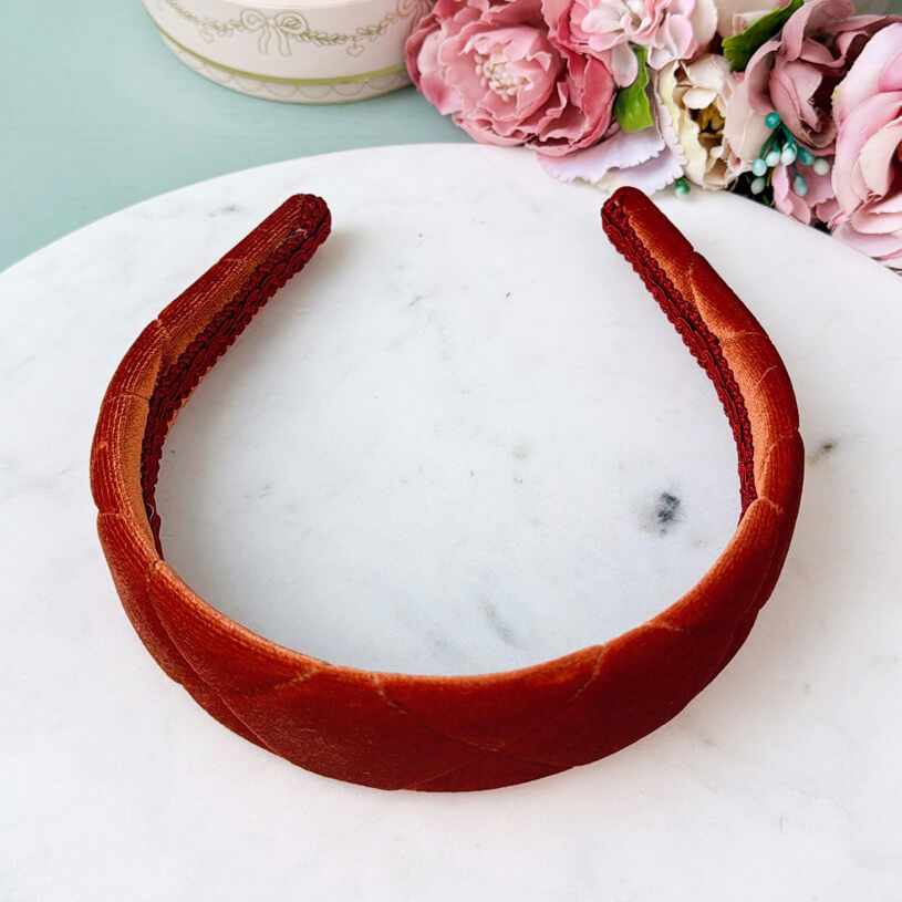 Gesteppter Samt-Haarreif in Orange