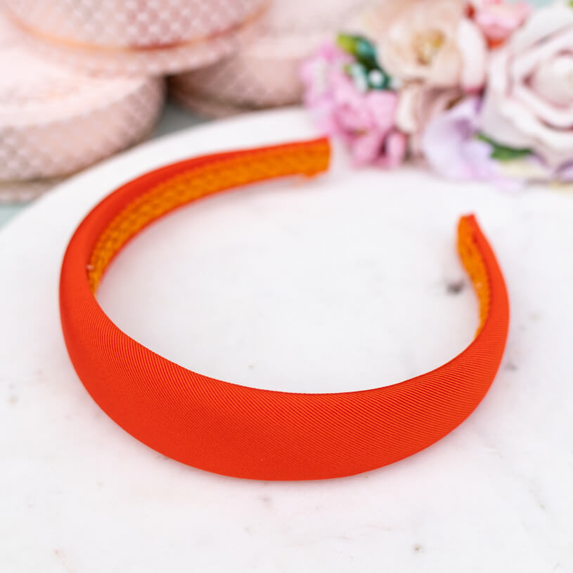 Gerippter Satin-Haarreif in Orange