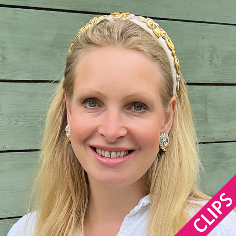 Schöne Soutache-Ohrclips in Champagner