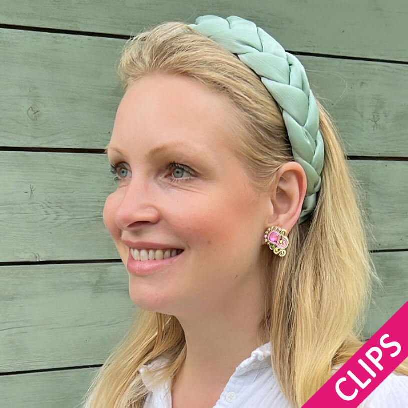 Schöne Soutache-Ohrclips in Rosa und Champagner