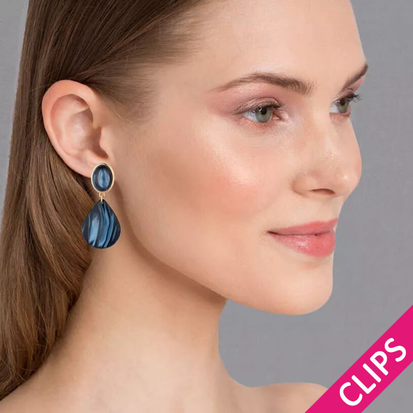 Tropfen-Ohrclips in Dunkelblau von AmuseToi