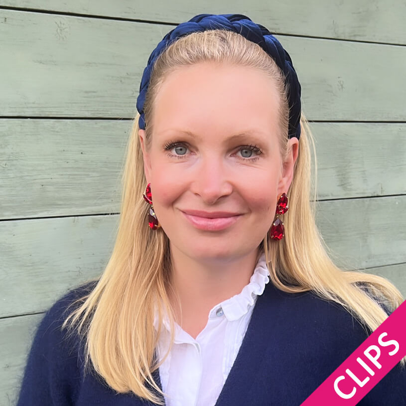 Tropfen-Ohrclips mit Glas-Kristallen in Dunkelrot