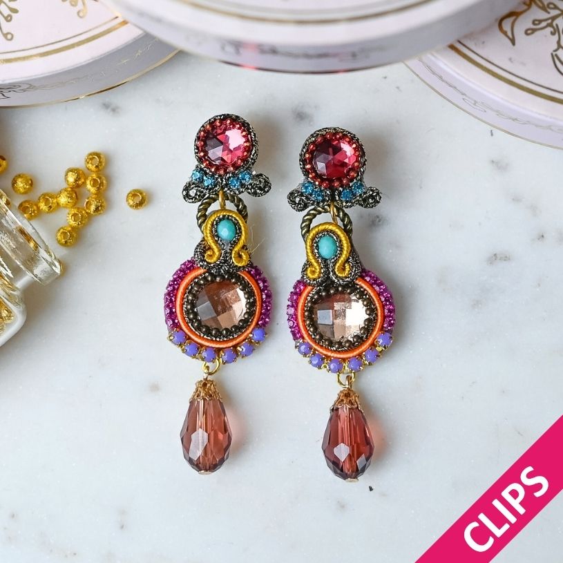 Elegante Soutache-Ohrclips in bunten Farben