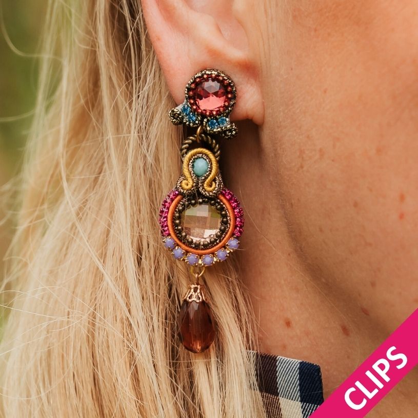 Elegante Soutache-Ohrclips in bunten Farben