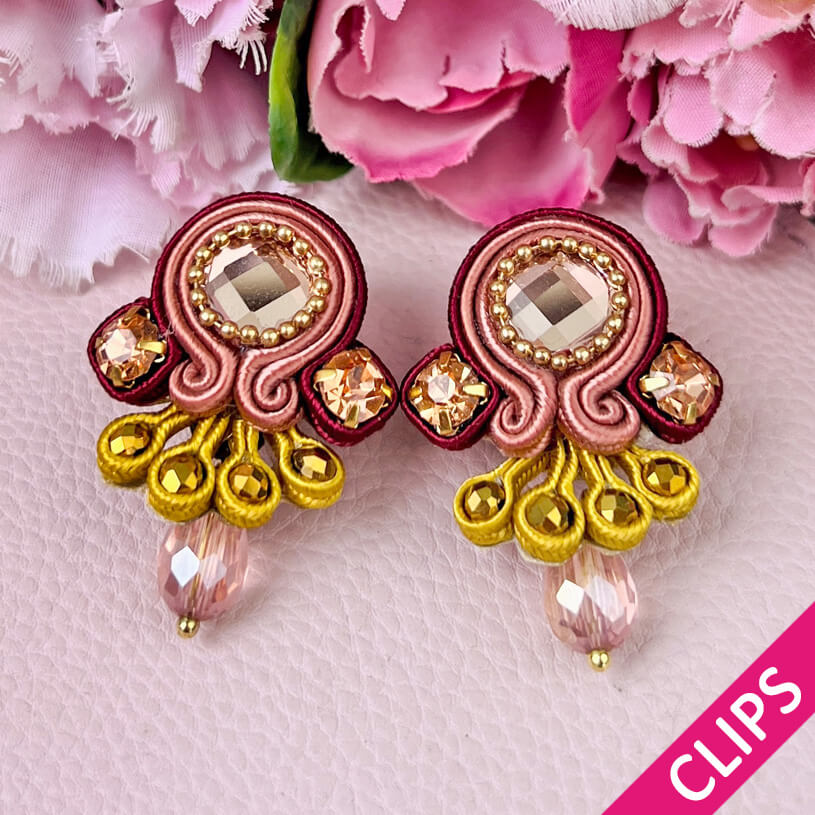 Schöne Statement-Ohrclips in Braun, Rotbraun und Gold