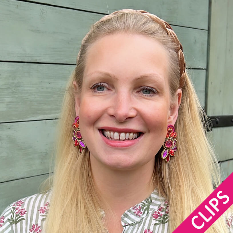 Aufwändige Soutache-Ohrclips in Pink und Violett