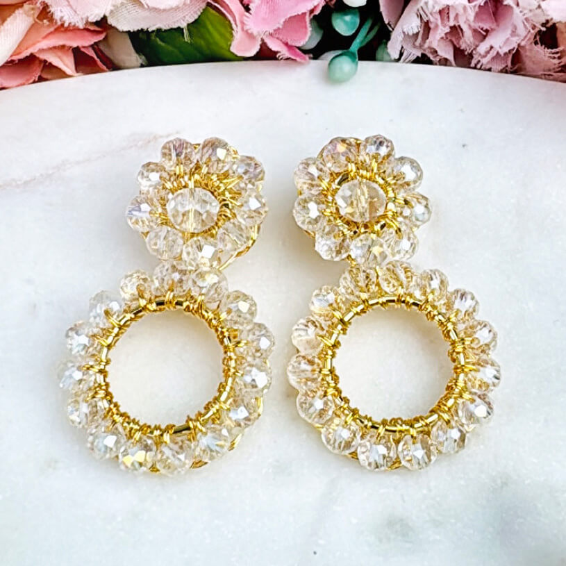 Elegante Perlenohrstecker in Kristall mit Perlenring