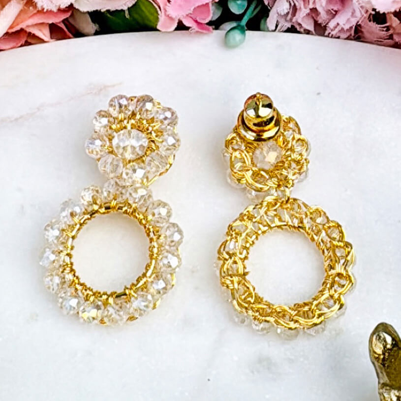 Elegante Perlenohrstecker in Kristall mit Perlenring