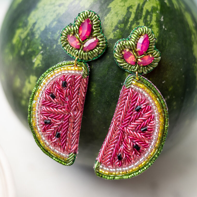 Auffällige SoutacheOhrringe als Melone