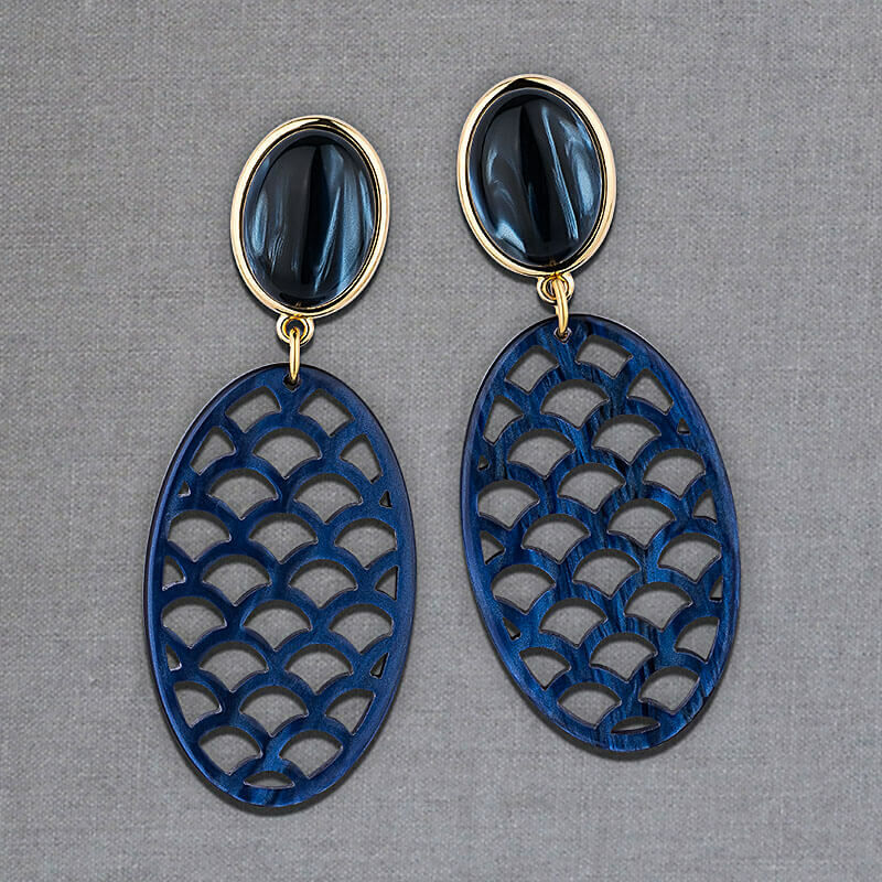 Dunkelblaue Ohrringe mit Oval von AmuseToi