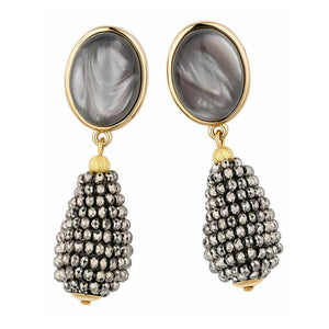 Graue Ohrstecker mit glitzerndem grauen Tropfen von AmuseToi