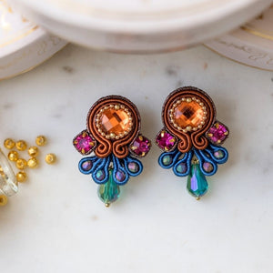 Vorbestellbar - Farbenfrohe Statement-Ohrringe in Orange, Blau und Pink