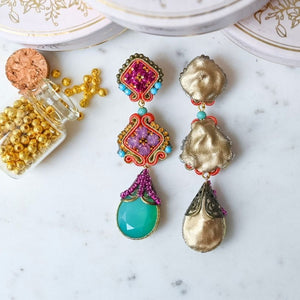 Vorbestellbar - Leuchtende Soutache-Ohrringe in Pink, Türkis, Blau und Orange