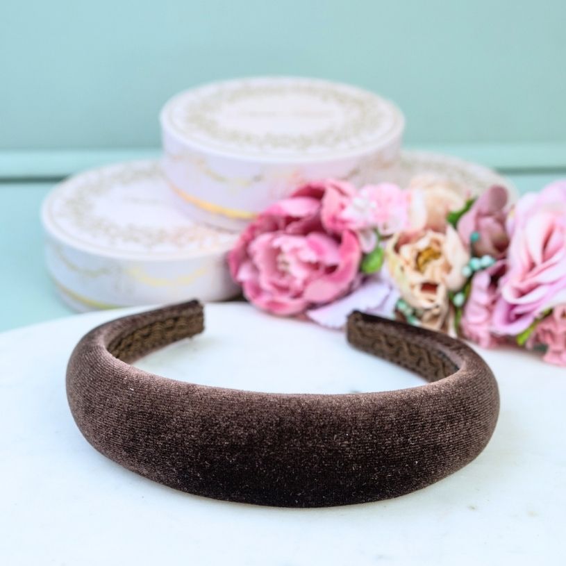 Glatter Samt-Haarreif in Dunkelbraun