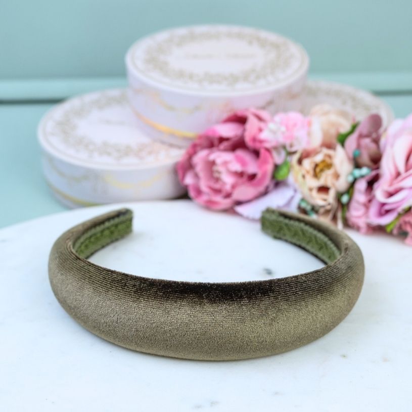 Glatter Samt-Haarreif in Oliv