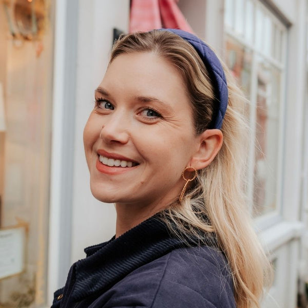 Gesteppter Samt-Haarreif in Dunkelblau