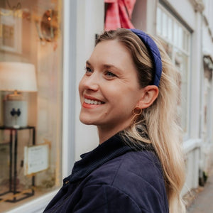 Gesteppter Samt-Haarreif in Dunkelblau