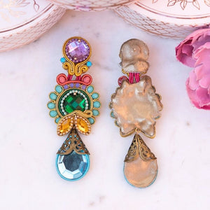 Raffinierte Soutache-Ohrringe in Blau, Türkis, Grün und Flieder