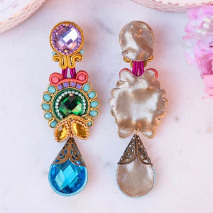 Raffinierte Soutache-Ohrringe in Blau, Türkis, Grün und Flieder