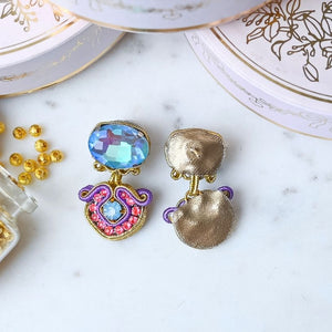 Vorbestellbar - Kleine Soutache-Ohrringe in Blau, Pink und Violett