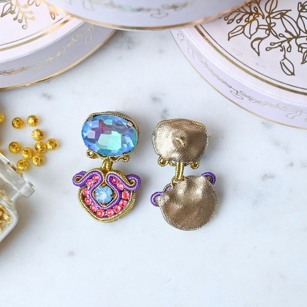 Vorbestellbar - Kleine Soutache-Ohrringe in Blau, Pink und Violett