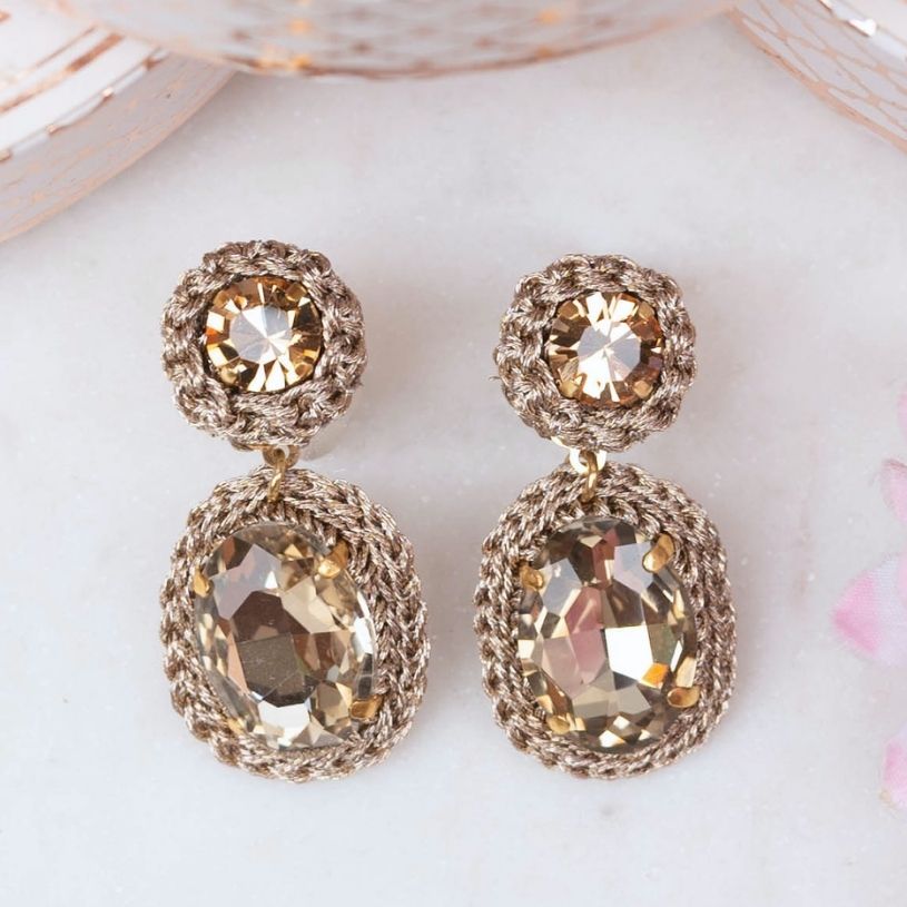 Elegante Soutache-Ohrringe in Champagner