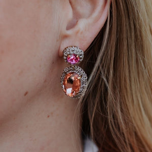 Elegante Soutache-Ohrringe in Pink, Pfirsichorange und Champagner