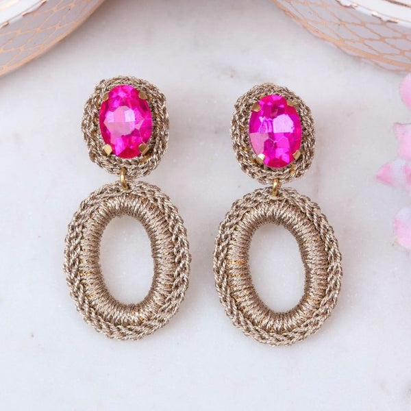 Glamouröse Soutache-Ohrringe in Pink und Champagner