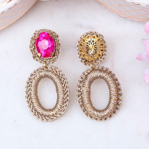 Glamouröse Soutache-Ohrringe in Pink und Champagner