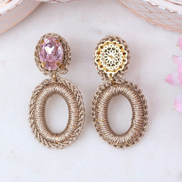 Glamouröse Soutache-Ohrringe in Rosa und Champagner