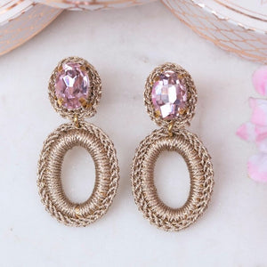 Glamouröse Soutache-Ohrringe in Rosa und Champagner