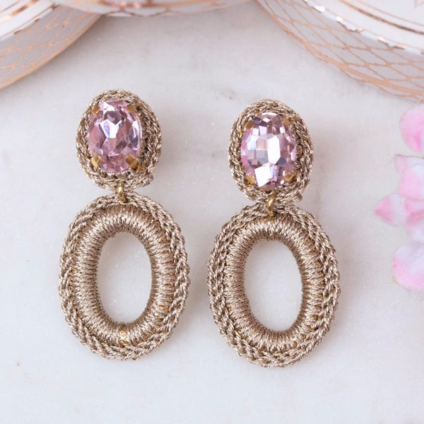 Glamouröse Soutache-Ohrringe in Rosa und Champagner