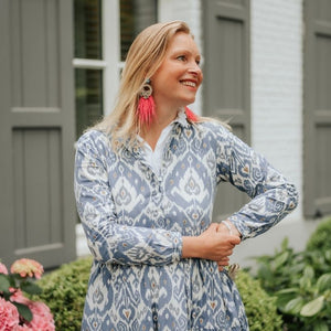 Extravagante Feder-Statement-Ohrringe in Hellblau, Pink und Champagner