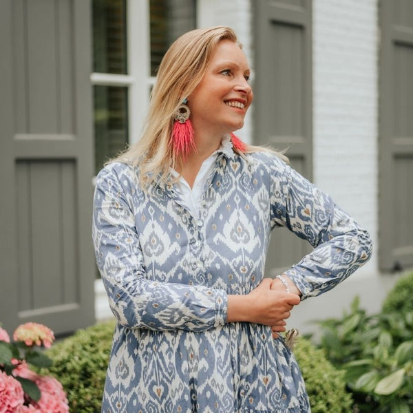 Extravagante Feder-Statement-Ohrringe in Hellblau, Pink und Champagner