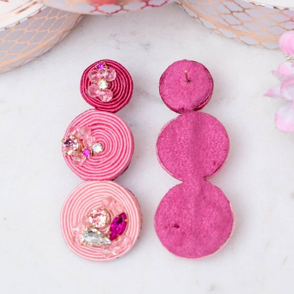 Funkelnde Statement-Ohrringe mit Kreisen in Pink und Rosa