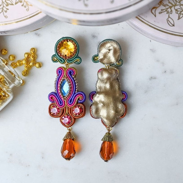 Vorbestellbar - Edle Soutache-Tropfenohrringe in bunten Farben