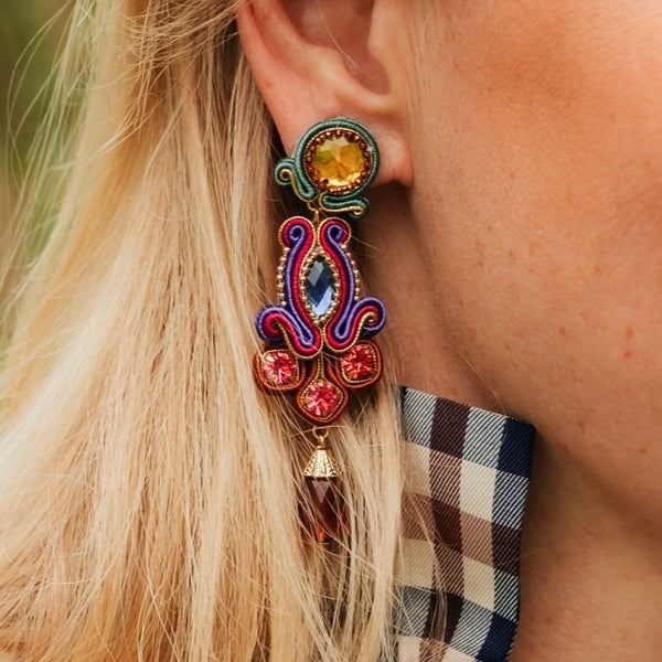 Vorbestellbar - Edle Soutache-Tropfenohrringe in bunten Farben