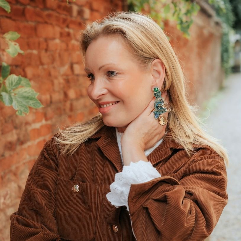 Stilvolle Soutache-Ohrringe in Blau, Türkis und Grün