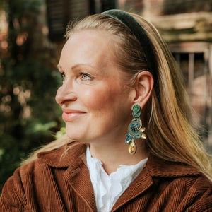 Stilvolle Soutache-Ohrringe in Blau, Türkis und Grün