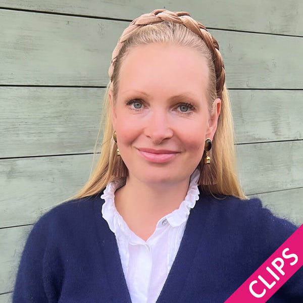 Vergoldete Quasten-Ohrclips in Schildpatt mit dunkelbrauner Quaste