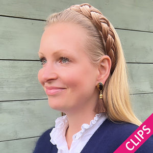 Vergoldete Quasten-Ohrclips in Schildpatt mit dunkelbrauner Quaste