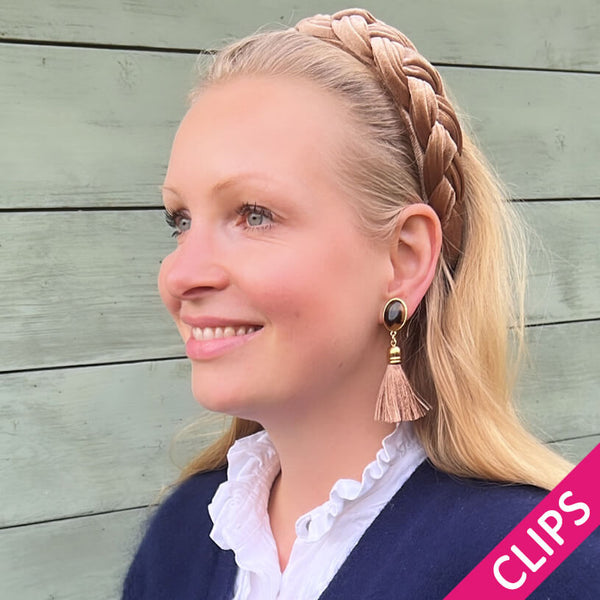 Vergoldeter Ohrclips in Schildpattfarben mit schöner Quaste in Beige AmuseToi