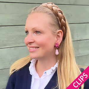 Funkelnde Ohrclips in Pink mit rosafarbenen Glitzertropfen von AmuseToi